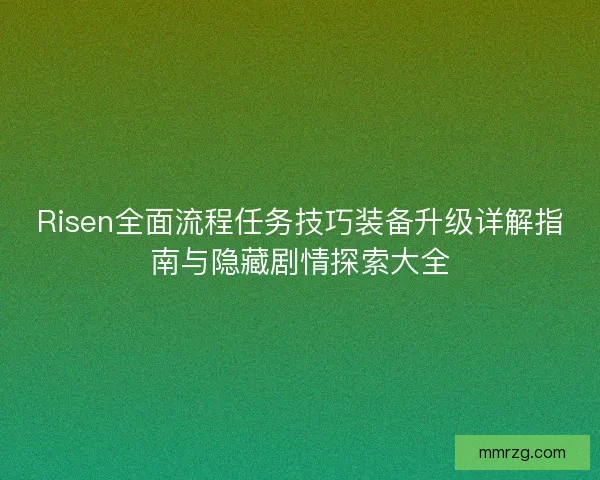 Risen全面流程任务技巧装备升级详解指南与隐藏剧情探索大全